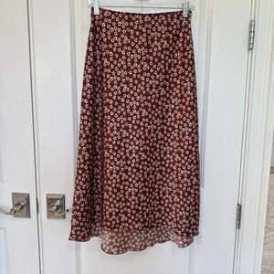 Ambercombie & Fitch maxi Floral A-Line Skirt in Brown and White small